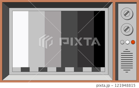 Retro tv set background. Old-fashioned television box with static noise error on screen. 121948815
