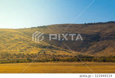 top view of south Kazakhstan nature, mountain and nature view 121949114