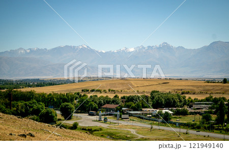 top view of south Kazakhstan nature, mountain and nature view 121949140