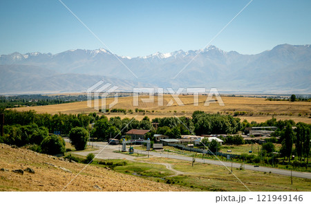 top view of south Kazakhstan nature, mountain and nature view 121949146