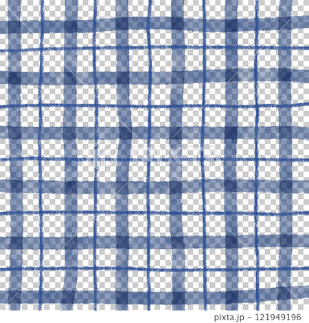 Navy Blue Plaid Gingham Hand Drawn Background Pattern Overlay 121949196