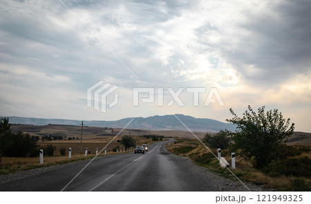 Overcast sky with dark clouds. Dark sky before a thunder-storm. The gray cloud background before rain. 121949325