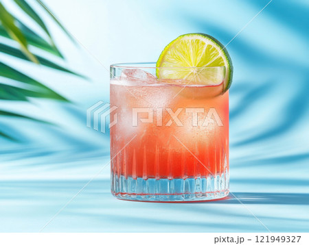 glass of tropical juicy cocktail 121949327