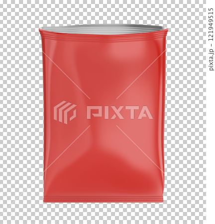 Empty red foil bag packaging for food 121949515