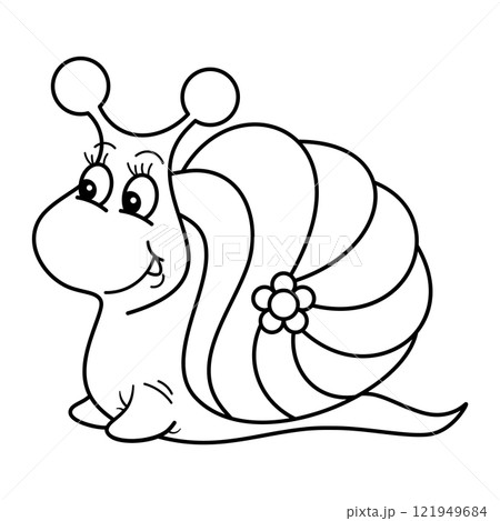 Cartoon Snail with Flower Shell Cartoon Snail with Flower Shell 121949684