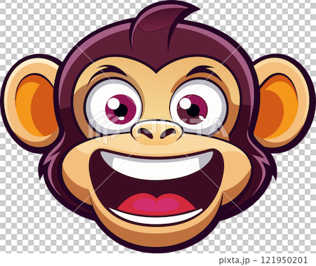 A cartoon baby happy monkey head with open mouth A cartoon baby happy monkey head with open mouth 121950201