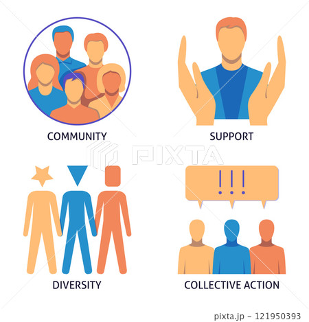 Community and cooperation flat icon set 121950393
