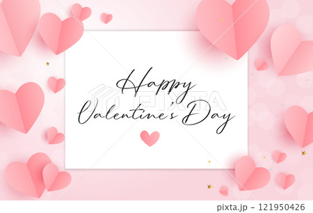 Celebrate love and affection with this heart-themed design for Valentine's Day featuring soft pink tones and a festive message 121950426
