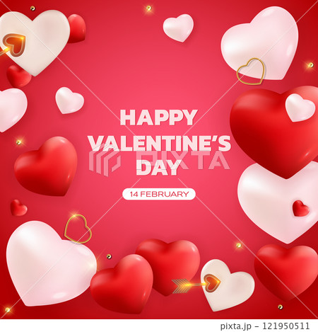 Celebrate love with colorful hearts on Valentine's Day featuring cheerful red and white decorations for February 14th festivities Celebrate love with colorful hearts on Valentine's Day featuring cheerful red and white decorations for February 14th festivities 121950511