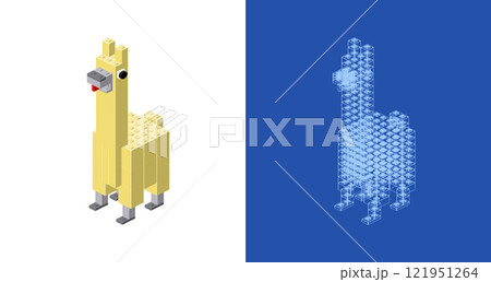 Lama blueprint project idea and implementation. Vector 121951264