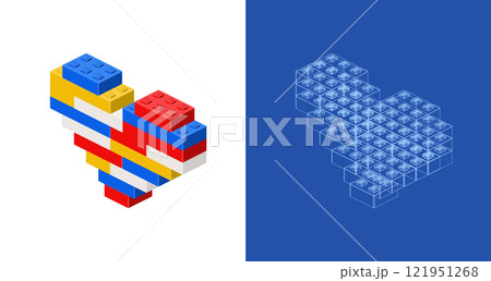 Heart blueprint project idea and implementation. Vector 121951268