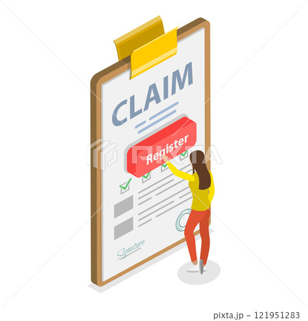 3D Isometric Flat Vector Set of Compensation Scenes, Service Request. Item 1 3D Isometric Flat Vector Set of Compensation Scenes, Service Request. Item 1 121951283