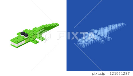 Crocodile blueprint project idea and implementation. Vector Crocodile blueprint project idea and implementation. Vector 121951287