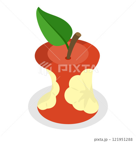 3D Isometric Flat Vector Set of Bitten Apple, Bite Progression. Item 1 121951288