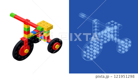 Tricycle blueprint project idea and implementation. Vector 121951298