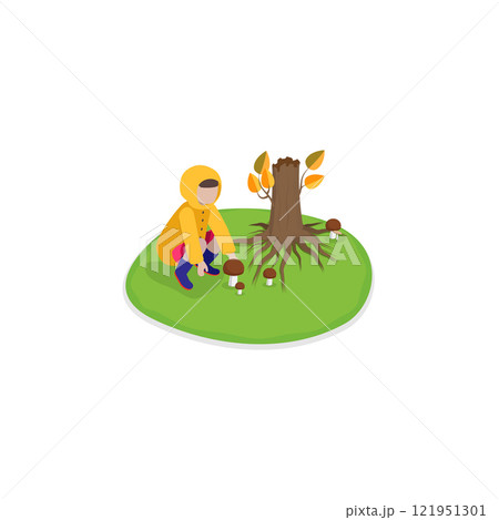 3D Isometric Flat Vector Illustration of Autumn Cozy Moments, Leaf Collecting, Crunchy Piles, and Cozy Nature Moments. Item 1 3D Isometric Flat Vector Illustration of Autumn Cozy Moments, Leaf Collecting, Crunchy Piles, and Cozy Nature Moments. Item 1 121951301
