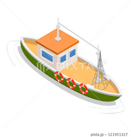 3D Isometric Flat Vector Set of Maritime Ships, Water Transportation Boats. Item 2 121951327