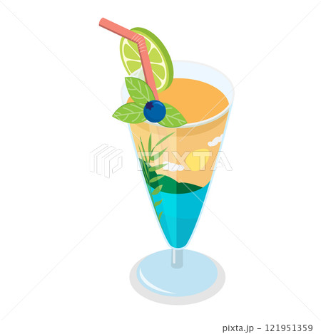 3D Isometric Flat Vector Set of Summer Cocktails, Refreshing Cold Drinks. Item 1 3D Isometric Flat Vector Set of Summer Cocktails, Refreshing Cold Drinks. Item 1 121951359