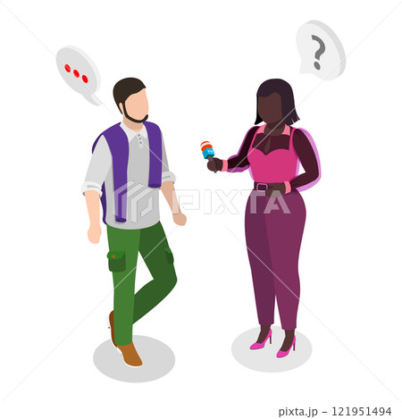 3D Isometric Flat Vector Illustration of Mass Media, TV Breaking News. Item 3 3D Isometric Flat Vector Illustration of Mass Media, TV Breaking News. Item 3 121951494