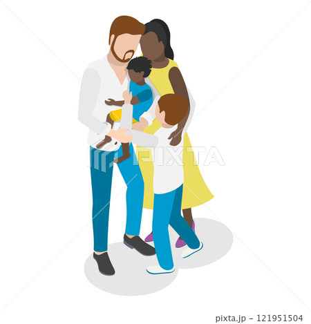 3D Isometric Flat Vector Illustration of Family Hug , Love and Trust between Generations. Item 3 121951504