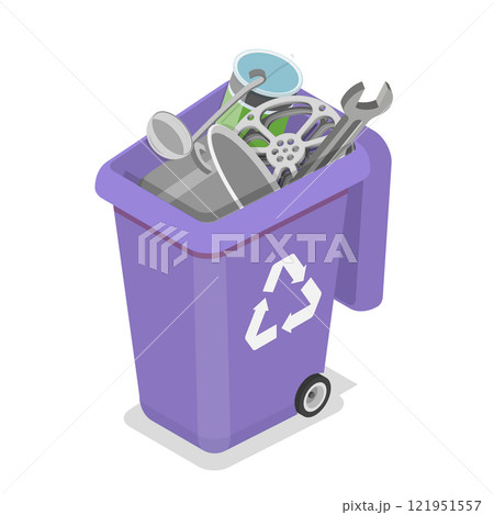 3D Isometric Flat Vector Illustration of Waste Management, Sorting Garbage. Item 10 121951557