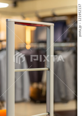 A state-of-the-art scanner entrance gate designed to prevent theft in clothing stores 121952137