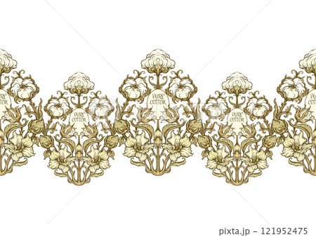 Pure cotton. Cotton plant. Art nouveau style 121952475