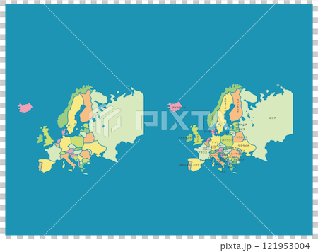 歐洲顏色編碼地圖_藍色背景集 歐洲顏色編碼地圖_藍色背景集 121953004