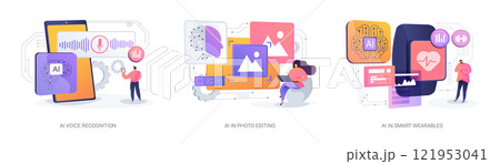 AI Enhancing Everyday Tasks abstract concept vector illustrations. 121953041