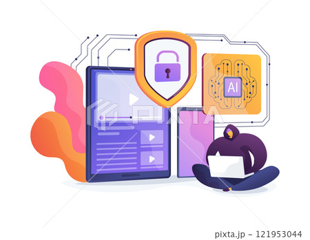 AI-Powered Content Protection abstract concept vector illustration. 121953044