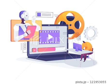AI-Enhanced Post-Production abstract concept vector illustration. AI-Enhanced Post-Production abstract concept vector illustration. 121953055