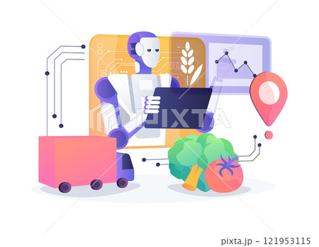 AI-Backed Supply Chain Management abstract concept vector illustration. 121953115