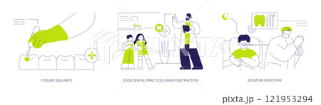 Pediatric dentistry abstract concept vector illustrations. Pediatric dentistry abstract concept vector illustrations. 121953294