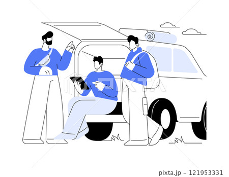 Road tripping isolated cartoon vector illustrations. 121953331