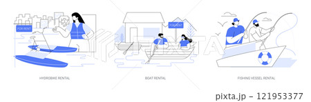 Boat rental isolated cartoon vector illustrations se 121953377