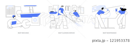 Boat maintenance isolated cartoon vector illustrations se 121953378