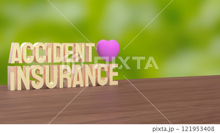 The Accident insurance wood and pink heart 3d rendering image. The Accident insurance wood and pink heart 3d rendering image. 121953408