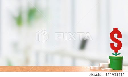 The Red Dollar symbol in Plant for Business concept 3d rendering. The Red Dollar symbol in Plant for Business concept 3d rendering. 121953412