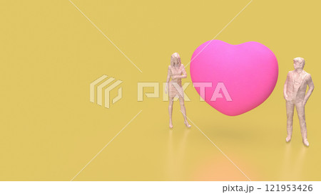 The Man woman and Heart for Love or Valentine concept 3d rendering. 121953426