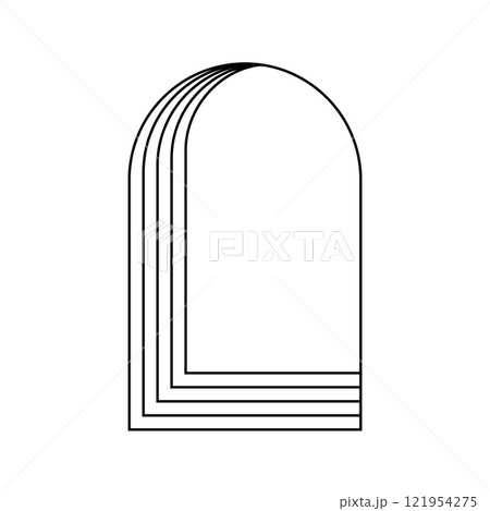 Concentric arch frames isolated on white background. Geometric arc shapes in trendy boho or art deco style. Door or gate, window or portal framework. Vector outline illustration 121954275
