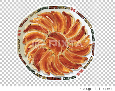 焼き餃子(20個)雷紋皿、俯瞰 焼き餃子(20個)雷紋皿、俯瞰 121954361
