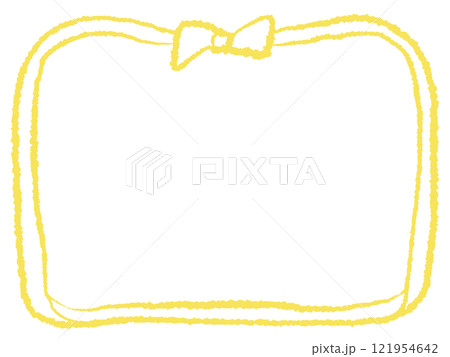 手描きの可愛いリボンフレーム・黄色 手描きの可愛いリボンフレーム・黄色 121954642