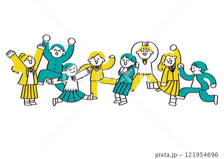 楽しそうな学生のイラストセット 121954696