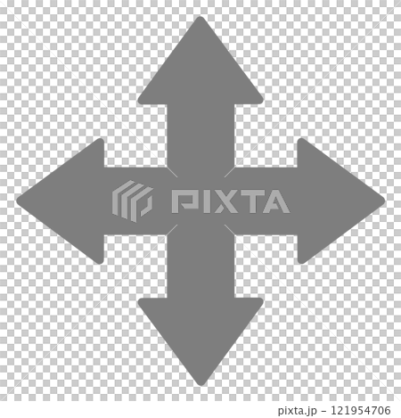 Four-way arrow (gray, no line drawing) Four-way arrow (gray, no line drawing) 121954706
