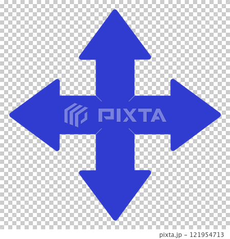 Four-way arrow (blue, no lines) 121954713