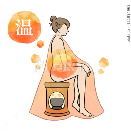 よもぎ蒸しをする女性の温活イラスト 121954965