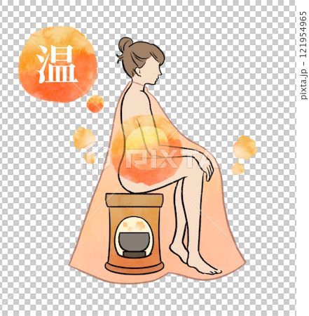 よもぎ蒸しをする女性の温活イラスト 121954965