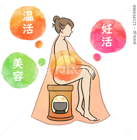 よもぎ蒸しをする女性の温活イラスト 121954966
