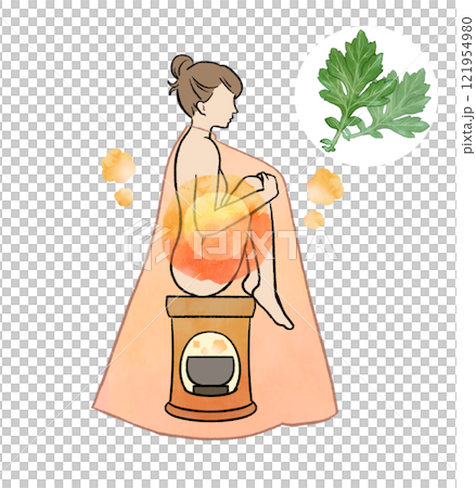 よもぎ蒸しをする女性の温活イラスト よもぎ蒸しをする女性の温活イラスト 121954980