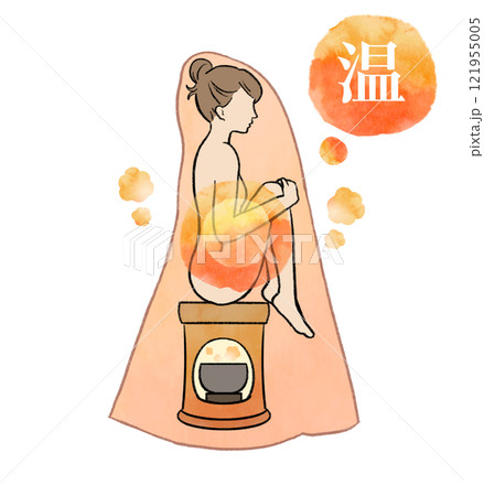 よもぎ蒸しをする女性の温活イラスト 121955005